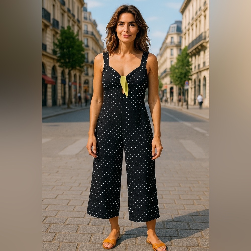 Gabby Skye Polka Dot Cropped Romper Women’s Size 14